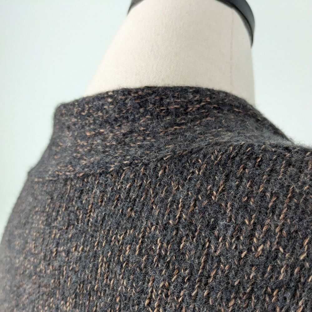 Eileen Fisher Cardigan Sweater PM Brown Black Wool Blend Long Open Duster Work - Picture 4 of 11